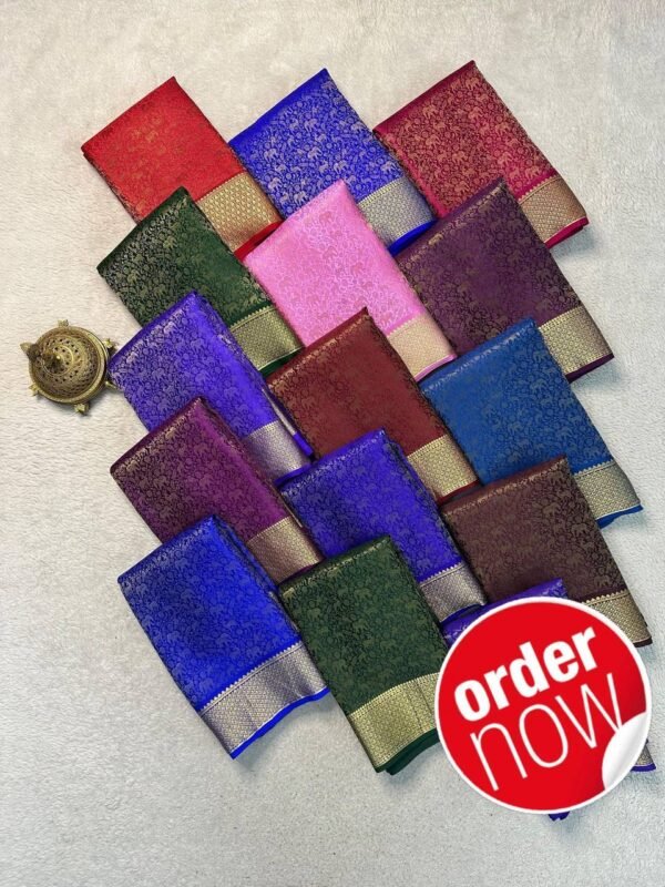 Pure Brocade Mysore Silk Sarees (10 Colors) DM for more Pictures