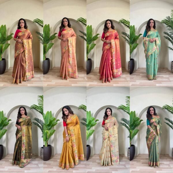 Saree Collection in Jacquard Weaving Border with Rich Pallu Along With Blouse (8 Colors)