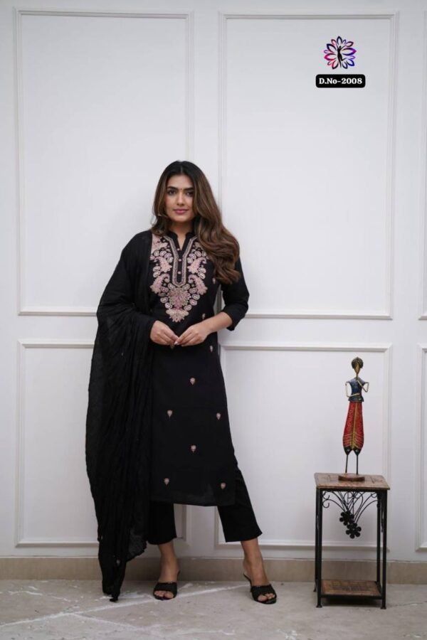 Pair Of Top-Bottom & Dupatta Set In Viscose Chanderi Set