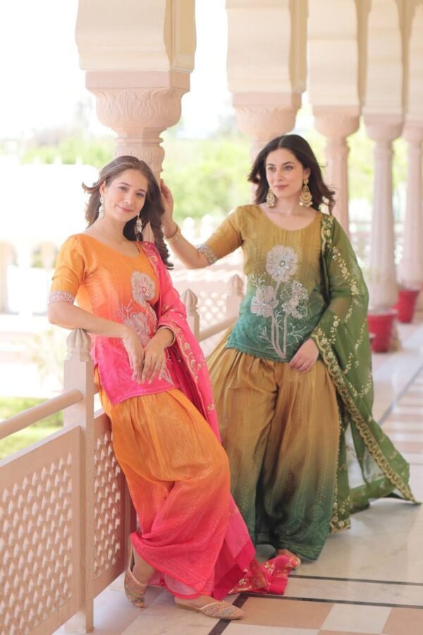 PREMIUM DESIGNER READYMADE TOP-SHARARA-DUPATTA COLLECTIONS Set