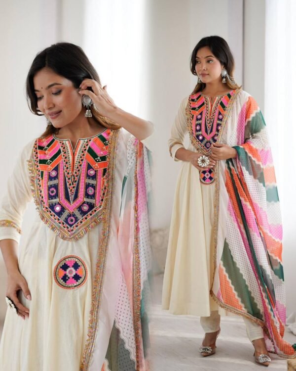 Premium Quality Ready To Wear Showroom Pure Cotton Anarkali Suit Set