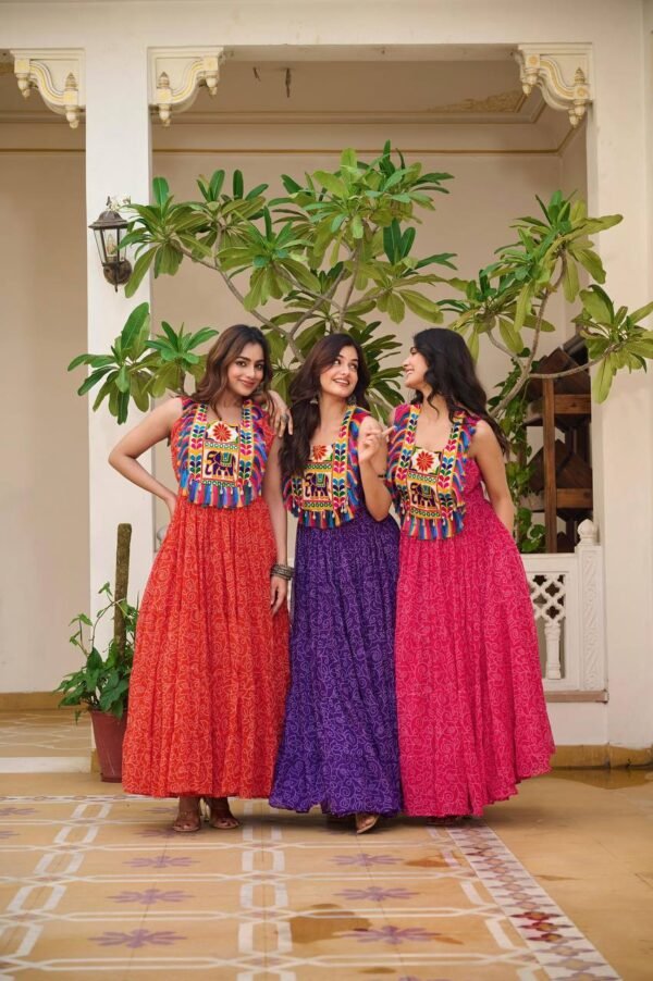 Launching Navratri Special Gamathi Work with 12 mtrs Flair Gown (removable koti)