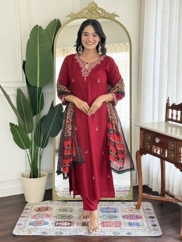 PURE VISCOSE REYON WITH EMBROIDERY WORK Suit Set