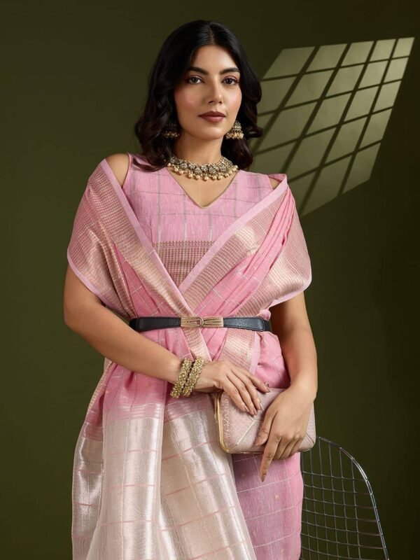 UNIQUE MIXTURE OF TISSUE LINEN SILK AND WEAVED GOTA PATTI SAREE (5 Colors)