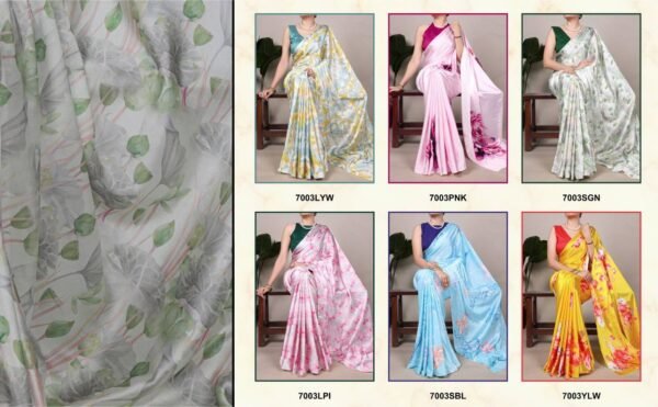 Satin Saree Collection in floral prints (5 colors)