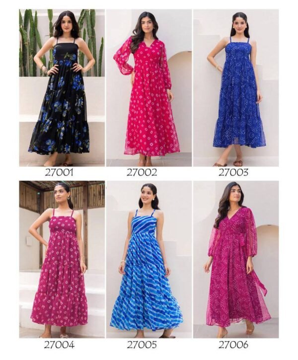 Heavy GEORGETTE With Digital Printed Work Women Dresess (Strap Dresses)