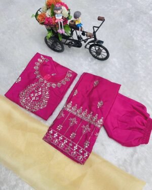 DESIGNER WEAR TRENDING TOP WITH BOTTOM AND DUPATTA SET for Kids - 36