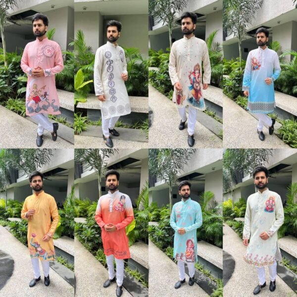 PRESENTING GANESHA PRINT DESIGNER KURTA FOR MEN'S