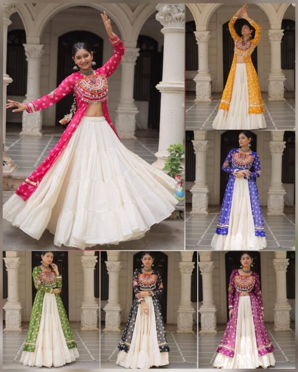 Kora Cotton with Standard Frill stitching Kurti and Lehenga Set (5 Colors)