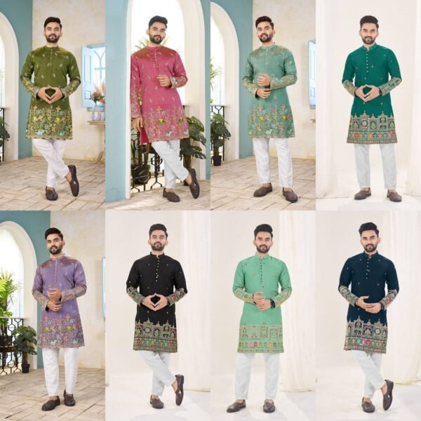 Men's Kurta Collection in Star Georgette and Cranchi Silk Material (10 colors)