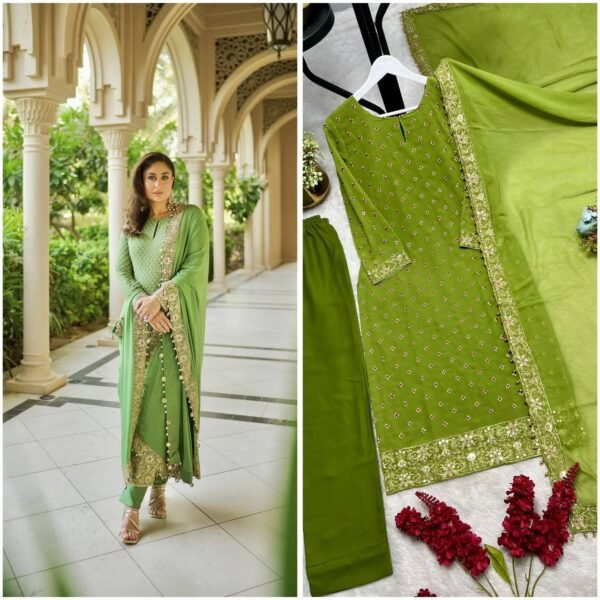 UPCOMING NEW 3 PIECE FANCY KURTI WITH BEAUTIFUL BOTTOM AND DUPATTA Set