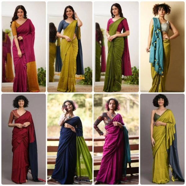 Beautiful Demanded Half half Mal Cotton saree (8 Colours)