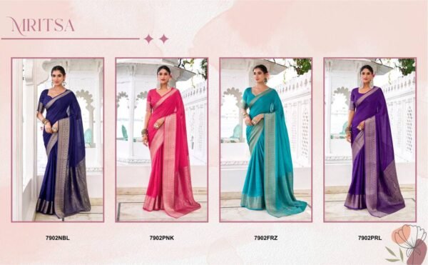 Saree Collection Draped in Chinon charm (4 colors)