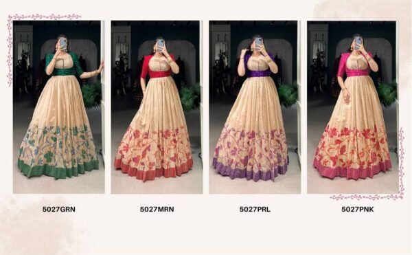 Own the spotlight in this stunning silk gown paired with a statement Banglori jacket (4 colors)