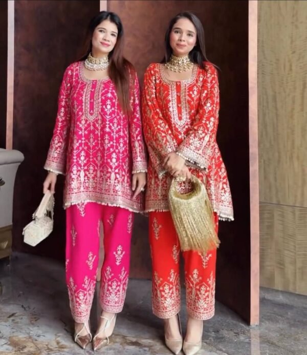 Launching New Festival Party Wear Look Pur Heavy Faux Georgette Top Pant Set