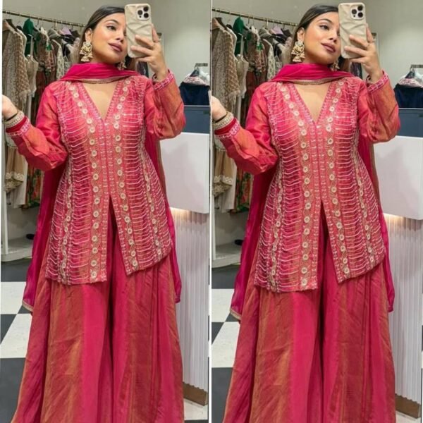 Launching New Designer Party Wear Look Top, Palazzo  and Dupatta Set