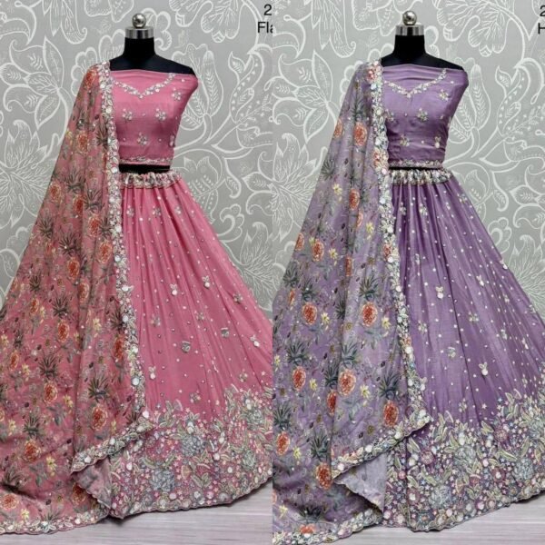 Heavy Fancy embroidery crafted designer wedding Lehenga choli (Unstitch)