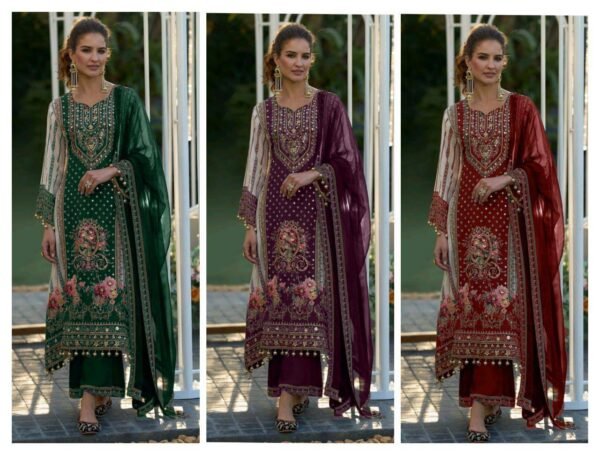 TRENDING PAKISTANI SUIT. ORIGINAL HAND MIRROR WORK WITH PLAZZO AND DUPATTA