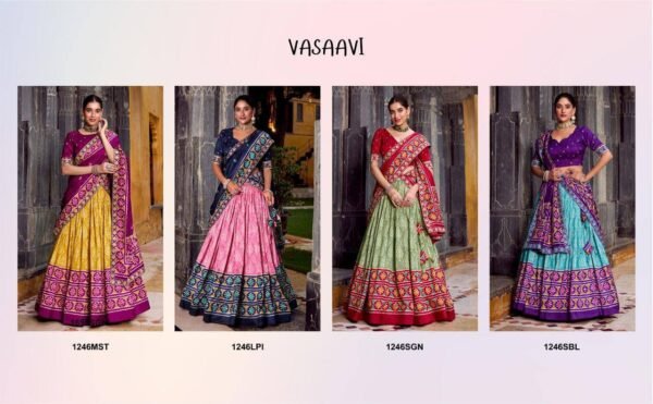 Lehenga Choli in Tasar silk meets the art of Ikkat – tradition  (Blouse Unstitched)