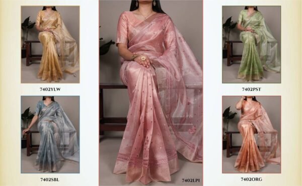 Elegance meets glamour, Sarees in poly shimmer is made to make you shine