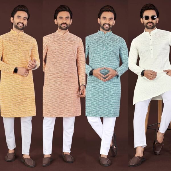 Exclusive Men's kurta Set in MALAI SILK WITH HEAVY EMBROIDERY SEQUENCE WORK