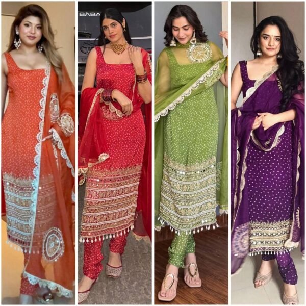 Chudidar Set WITH EMBROIDERY, PEARL MOTI & REAL MIRROR HAND WORK