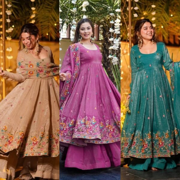 New Designer Party Wear Look Top-sarara and Dupatta With Heavy Embroidery Work (3 colors)