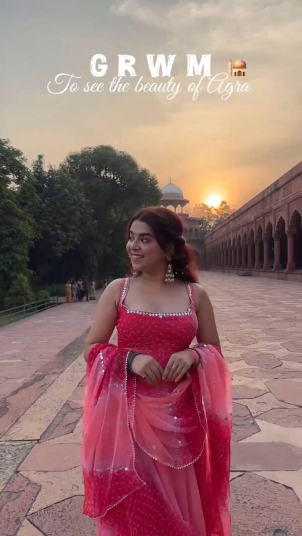 Georgette chiffon Gown, Pants and Duppatta Set (8 mtrs flair)