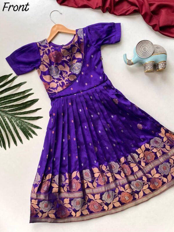 Girl’s Weaving Dress in beautiful yoke pattern in Zari (1 month to 16 years)