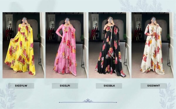Gown Collection in chiffon and blooming prints (4 Colors)