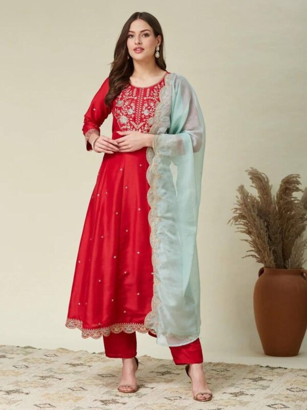 Launching New Premium Anarkali kurti Pant and Dupatta Set (2 Colors)