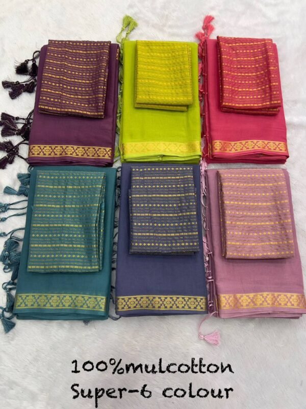 NEW DESIGN 100% Mul cotton Golden weaving border (6 Colors)