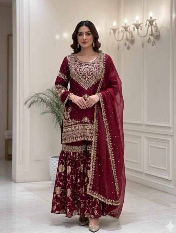 Elegant Embroidered Sequence Work Beautiful Designer Set