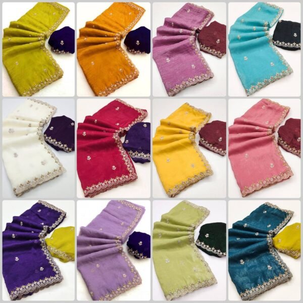 Beautiful Party wear saree Collection in Crunchy Chiffon (12 Colors)
