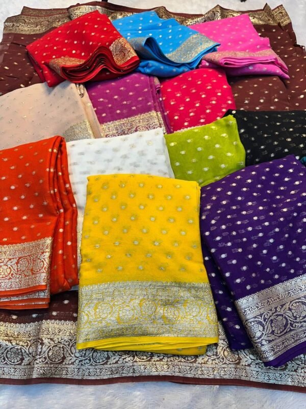 Viscose Georgette Saree With Running Blouse (14 colors)