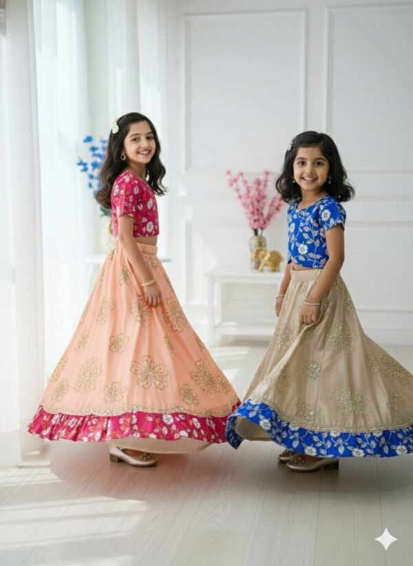 Kalamkari Frill for Girls lehenga set (2 Colors, 6 months to 16 years)