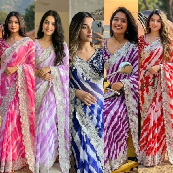Pure soft Rangoli silk saree with Readymade Blouse (Upto size 42/XL)