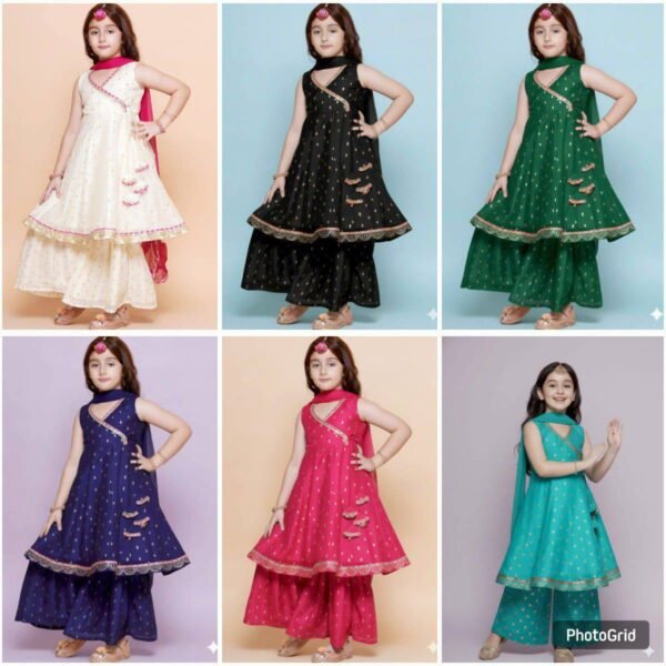 SPECIAL NEW LAUNCING KIDS TOP SHARARA DUPATTA Set (6 Colors)
