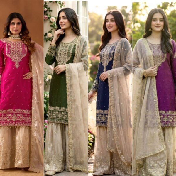 Pure Heavy GMY SILK With Heavy Embroidery Sequence Work Suit Set
