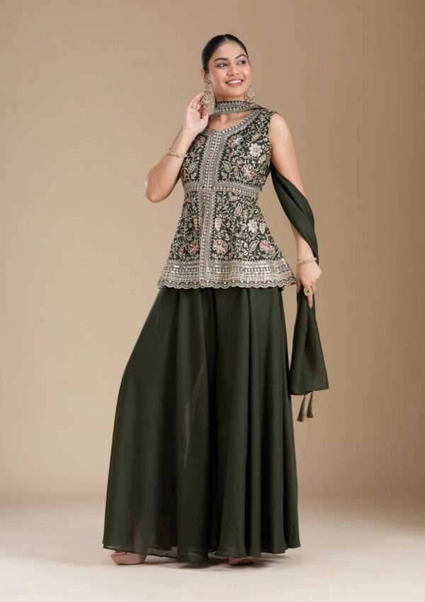 New Designer Party Wear Look Fancy Top-Dupatta and Fully Stitched Sharara Set