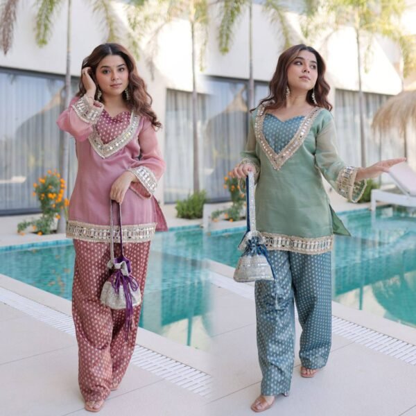 Trendy READYMADE TOP-PANT WITH BATWA Set (2 Colors)