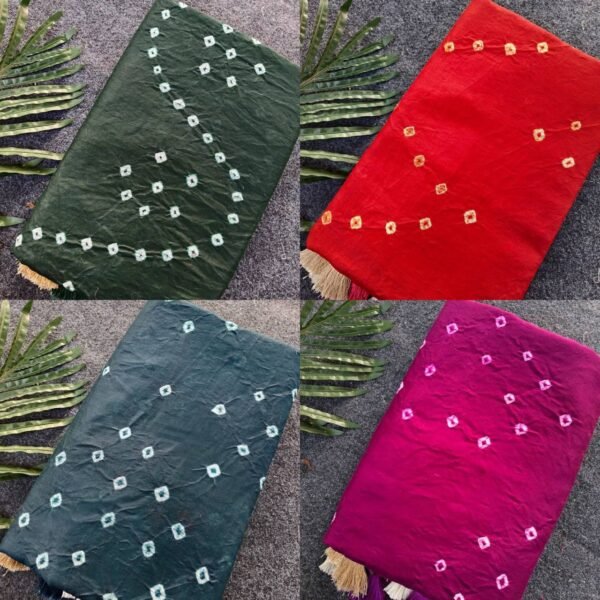 Pure Cotton Sarees with Hand Dyed Bandhej Design with Zari Border