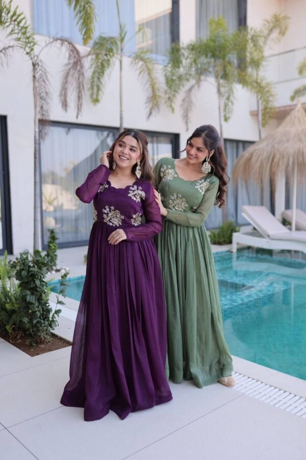 Elegant Embroidered Maxi Dresses in Long Sleeves