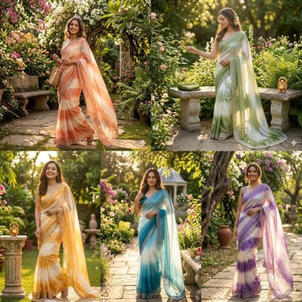 Designer Ombre Saree with Embellished Jarkan Border