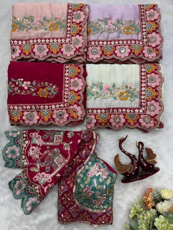 Premium Embroidered Saree with Readymade Blouse