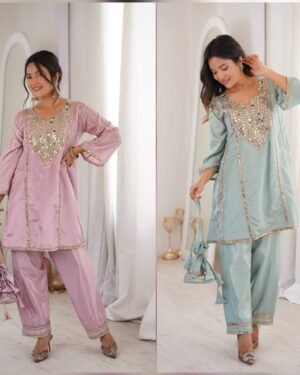 READYMADE KURTI-PANT Set WITH BATWA in Mirror Work