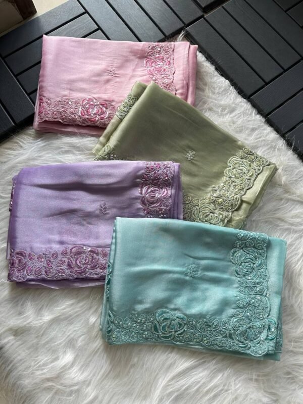 Super soft simmer tissue saree For Summer Occasions (4 Colors)