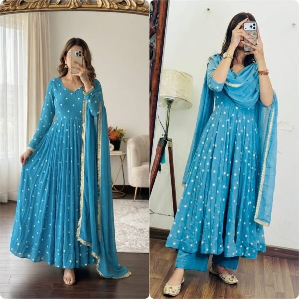 Trending Designer Gown with embroidery work with Dupatta