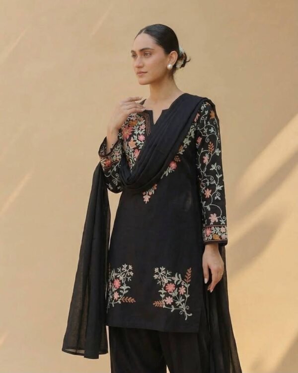 Designer Party Wear Look Top With Farshi Salwar & Embroidery Work